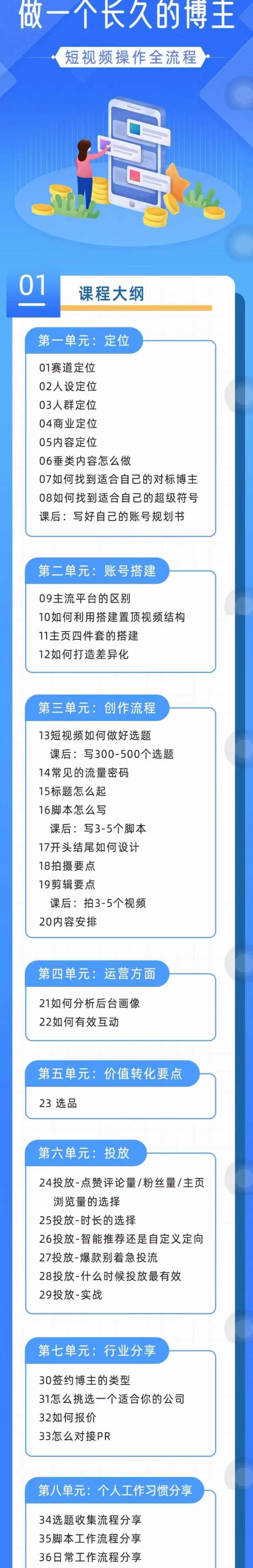 短视频实操全流程-长久博主必学：账号定位+搭建+创作+运营+转化+投放  等等图片演示